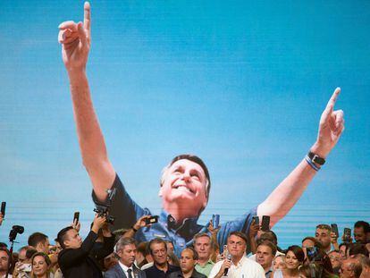 Bolsonaro en un acto de presentación de su campaña el domingo en Brasilia.