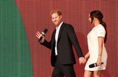 Harry de Inglaterra y Megan Markle en el evento Global Citizen Live en Nueva York el 25 de septiembre de 2021.