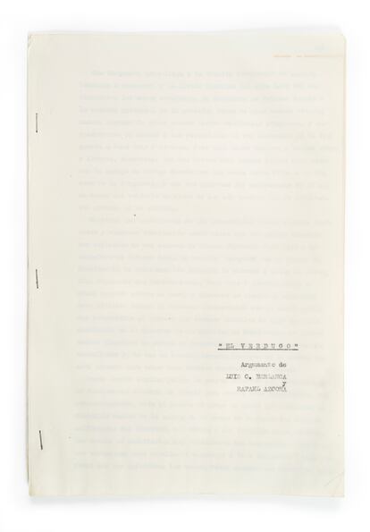 Guion de la película 'El verdugo', escrito al alimón por Berlanga y Rafael Azcona (1963).