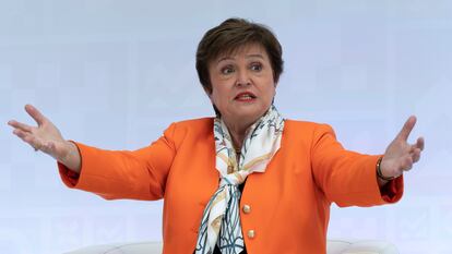 Kristalina Georgieva, directora gerente del Fondo Monetario Internacional, esta semana en la sede del organismo.