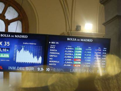 Panel del Ibex en la Bolsa española