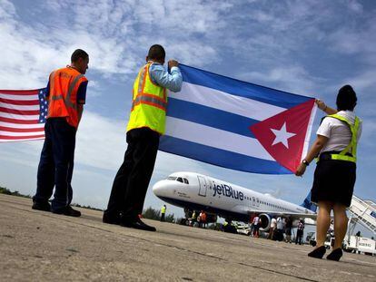 Foto de archivo del primer vuelo comercial entre EE UU y Cuba, en agosto de 2016.