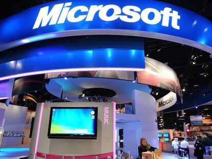 Mostrador de Microsoft en la feria Consumer Electronics Show de Las Vegas.