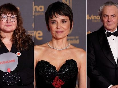 Isabel Coixet, Elena Anaya y José Coronado en la alfombra roja de los Premios Goya 2024