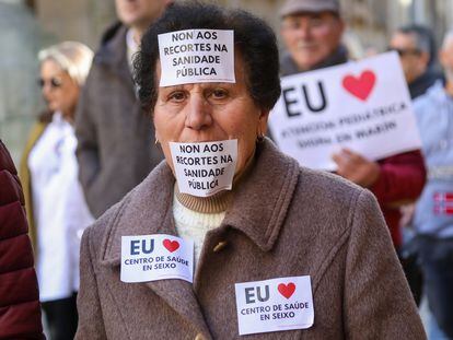 Una mujer, en la manifestación por la sanidad pública en Santiago, el pasado día 4.