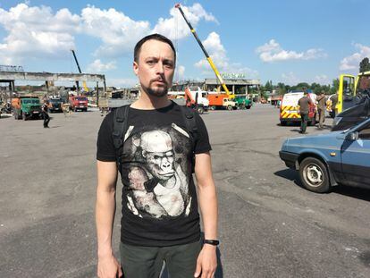 Andrii Nesterenko, empresario de 38 años, que se salvó por casualidad del misil que cayó en el centro comercial. 