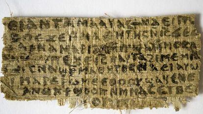 Fragmento de un papiro de Egipto del siglo IV que contiene la frase "Jesús dijo, mi esposa"
