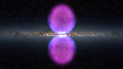 Illustration of the Milky Way with the two gamma ray bubbles discovered by the 'Fermi' telescope.