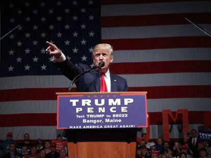Donald Trump ofereix un discurs a Bangor, Maine.