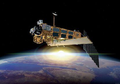 Ilustración del satélite de observación de la Tierra <i>Envisat</i>, de la Agencia Europea del Espacio.