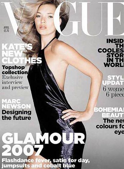 Kate Moss, en la portada de abril de la revista <i>Vogue</i>.