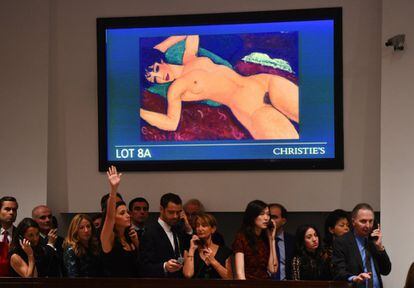 La obra 'Nu Couché' (Desnudo acostado), del italiano Amedeo Modigliani, fue subastada en Christie's en 2015 por 158 millones de euros. 
