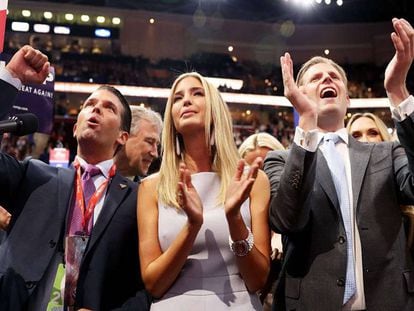 Tres de los hijos de Donald Trump celebran la nominación de su padre.
