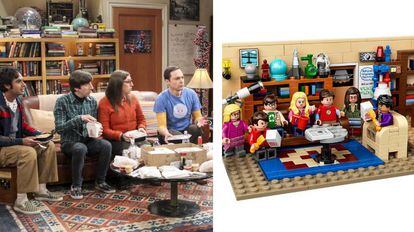 Muchas de las escenas icónicas de la serie ocurrieron en el salón del apartamento de Sheldon y Leonard. A la derecha, los bloques y muñecos de Lego que inmortalizan a los protagonistas y al característico espacio.