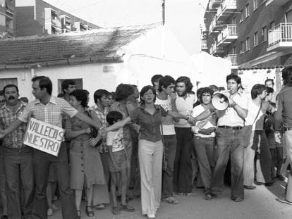 Manifestación vecinal en favor de la vivienda digna en 1976.