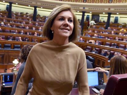 La ex secretaria general del PP María Dolores de Cospedal, en el Congreso, en octubre. En vídeo, Cospedal dimite.