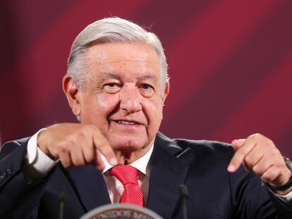 El presidente Andrés Manuel López Obrador durante la conferencia de prensa matutina en Palacio Nacional en la Ciudad de México.