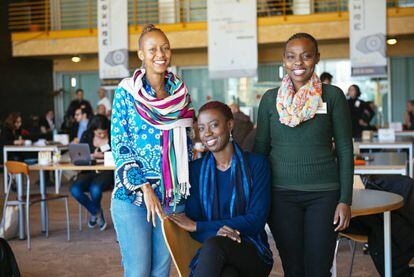 Ng'endo Mukii, Angèle Diabang y Tapiwa Chipfupa, durante el festival Miradasdoc.