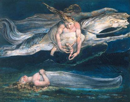 Pity' (1795), de William Blake. Cuadro basado en 'Macbeth'. Colección del British Museum, Londres.