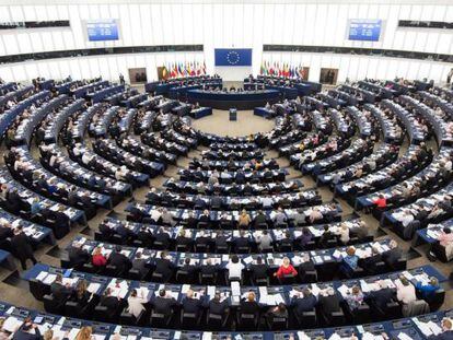 Miembros del Parlamento Europeo votan durante una sesi&oacute;n en Estrasburgo (Francia).