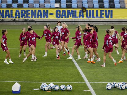 Las jugadoras de la selección, en un entrenamiento el jueves en el estadio Gamla Ullevi de Gotemburgo.