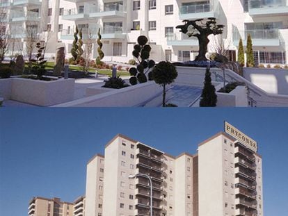 Promociones inmobiliarias comercializadas en 1978 (la imagen inferior) y en la actualidad de Pryconsa.