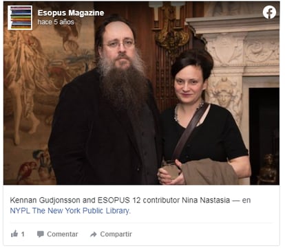 Kennan Gudjonsson y Nina Nastasia en una imagen publicada en el Facebook de 'Esopus Magazine'. 