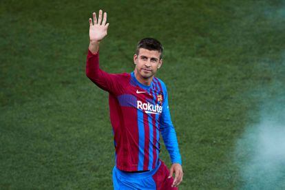 El jugador del FC Barcelona Gerard Piqué, durante la presentación de la plantilla.