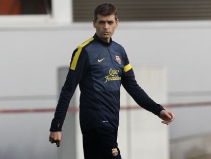 Tito Vilanova, en un entrenamiento del Bar&ccedil;a.