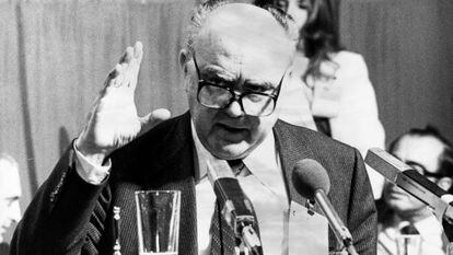 Antonio Jim&eacute;nez Blanco, en un congreso de UCD en Palma de Mallorca en 1981.