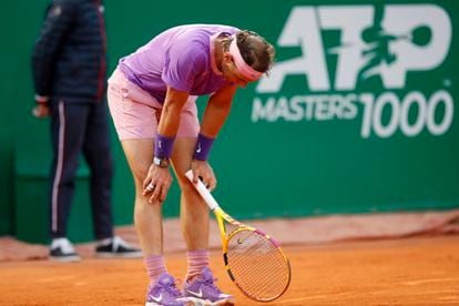 Nadal, durante el partido contra Rublev en Montecarlo.