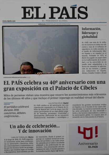 Exposició del 40è aniversari d'EL PAÍS al Palau Municipal de Cibeles.
