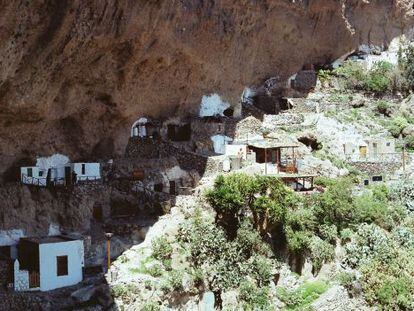 Poblado troglodita de Acusa Seca, en Artenara, en Gran Canaria.