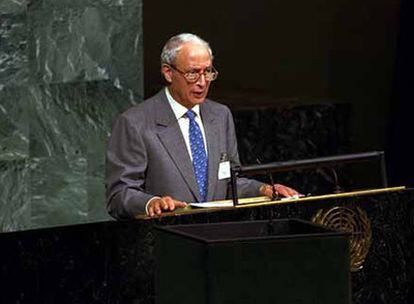 El ex primer ministro marroquí, Abdeltalif Filali, en una de sus intervenciones ante la Asamblea General de las Naciones Unidas.
