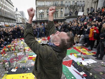 Concentración de recuerdo a las víctimas en Bruselas.