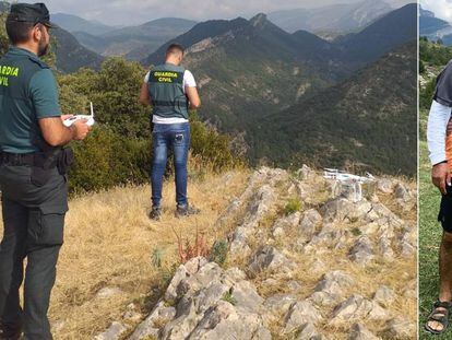 Agentes de Guardia Civil en la búsqueda en Huesca de Jesús Ríos, a la derecha.