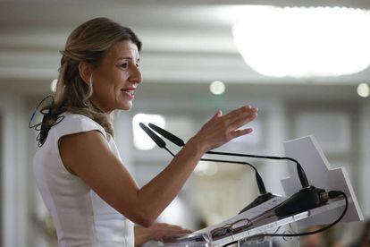 La vicepresidenta segunda y ministra de Trabajo y Economía Social, Yolanda Díaz, la semana pasada.