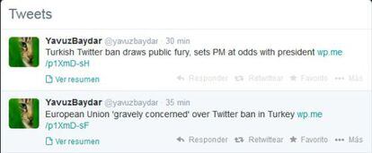 Perfil de Yavuz Baydar, columnista político, que critica el bloqueo de Twitter.