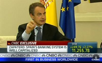 Zapatero, entrevistado en la cadena estadounidense CNBC.