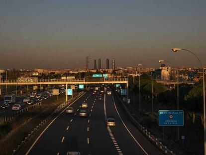 Boina de contaminación de Madrid vista desde la M- 40 a la altura de Pozuelo de Alarcón, en una imagen de archivo. 