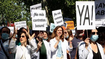 Manifestación de sanitarios contra la precariedad, el pasado mayo en Madrid.