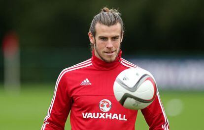 Gareth Bale, en un entrenamiento con Gales.