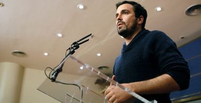 El líder de IU, Alberto Garzón, en el Congreso.