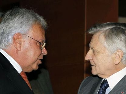 Felipe Gonz&aacute;lez y Jean-Claude Trichet, en Madrid. 