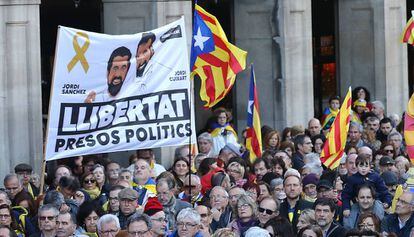 Manifestació de suport als presos polítics a Barcelona.