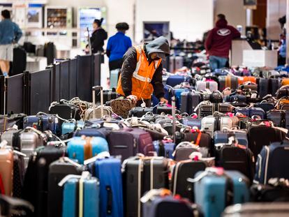 Maletas extraviadas en el aeropuerto de Baltimore, en diciembre pasado.
