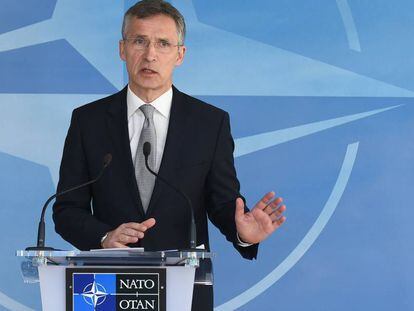 Jens Stoltenberg, en la conferencia de prensa posterior a la reunión del Consejo OTAN-Rusia.