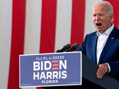 El candidato demócrata a la presidencia de EE UU, Joe Biden, en Florida.