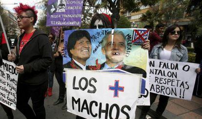 Protesta en La Paz contra el machismo.