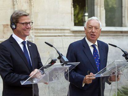 Los ministros Westerwelle y Margallo este s&aacute;bado en Palma.
